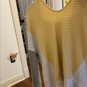FP Movement by Free People Yellow and Gray Striped Hoodie